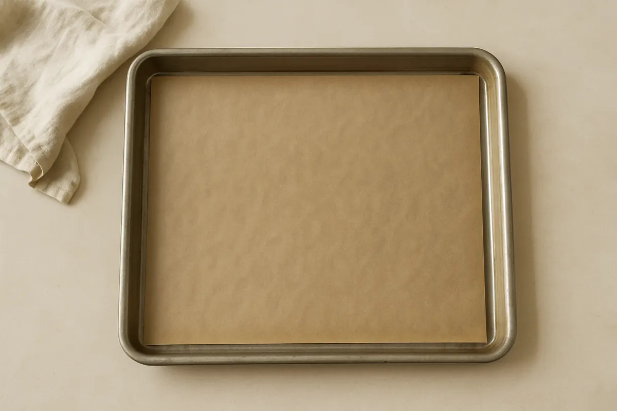 baking tray lined