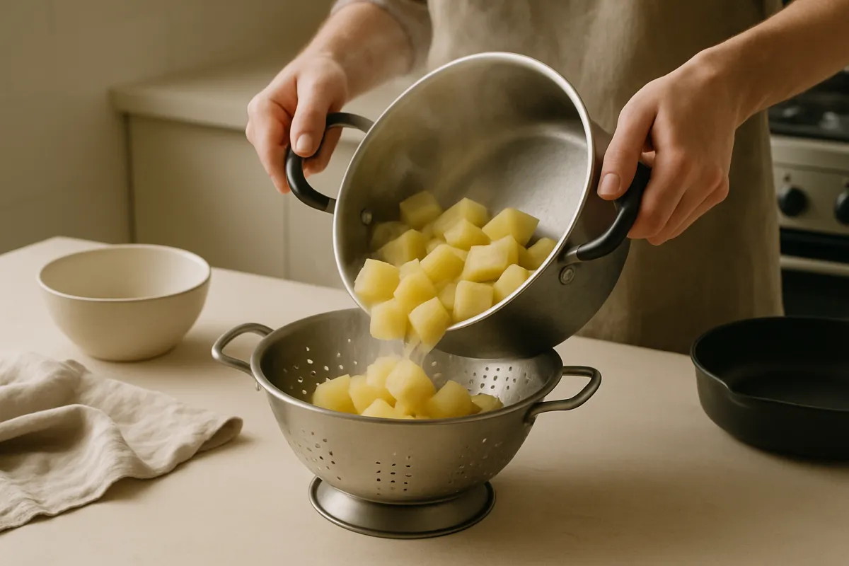 drain potatoes