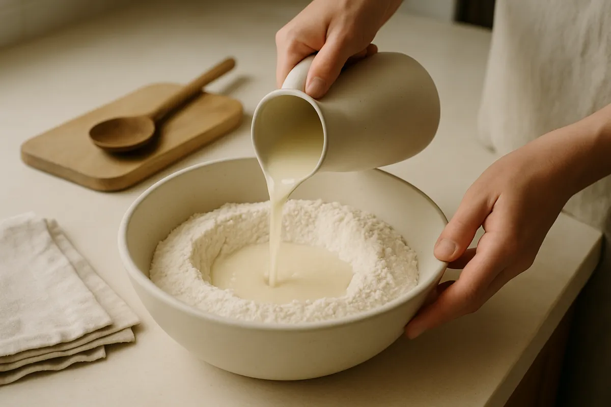 pour wet into dry