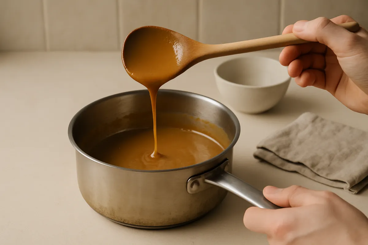 sauce coats back of spoon