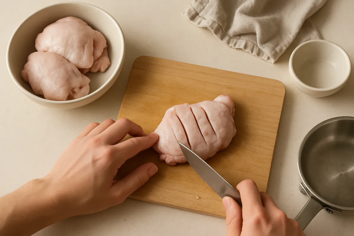 score chicken skin