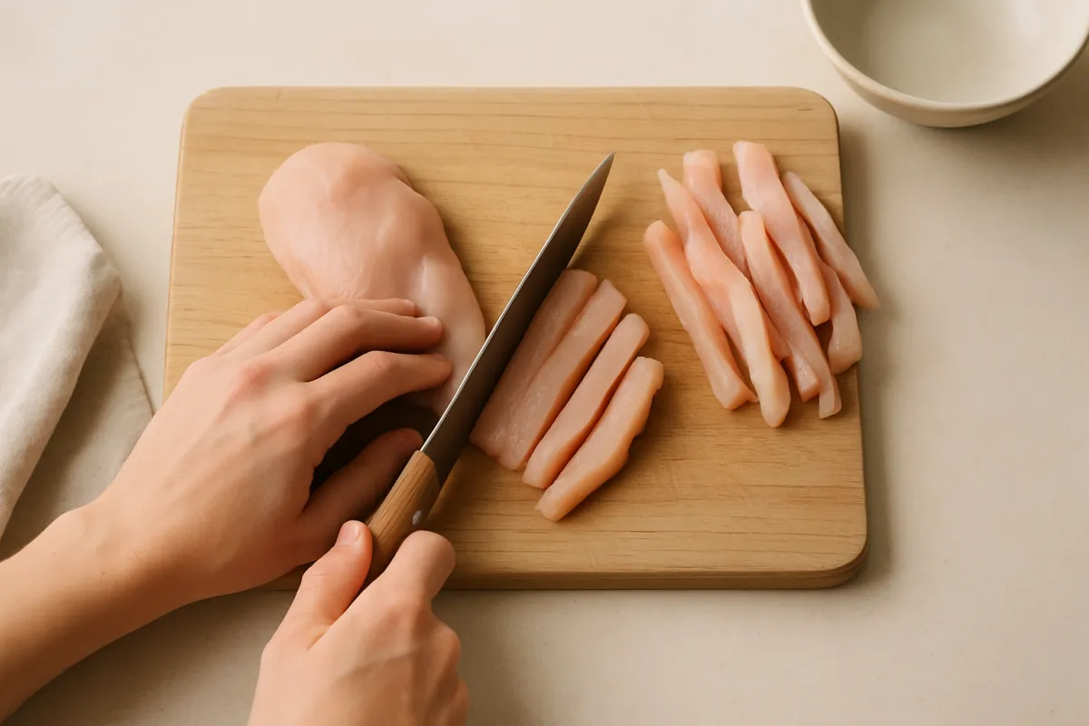 slice chicken strips