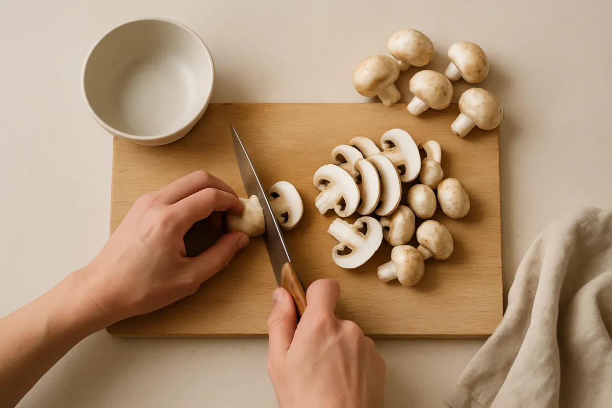 slice mushrooms