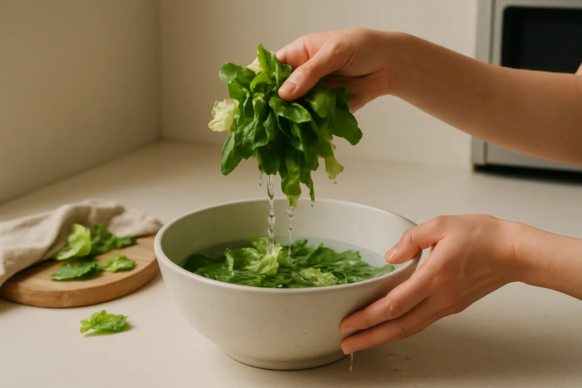 wash salad leaves